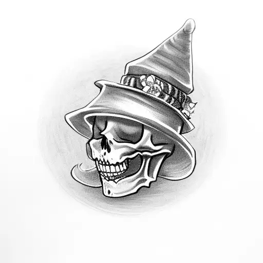 Skeleton In Jester Costume And Hat