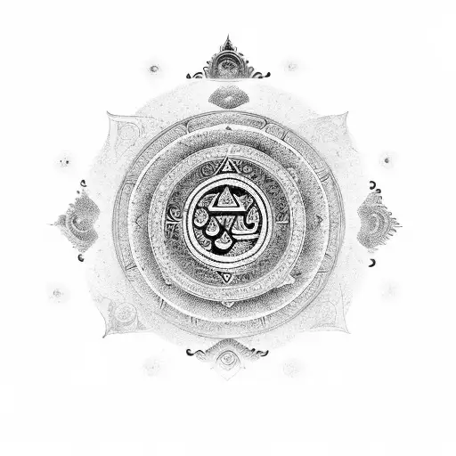 A Mantra Written In Ancient Tibetan Script Surrounded By Celestial Mandalas