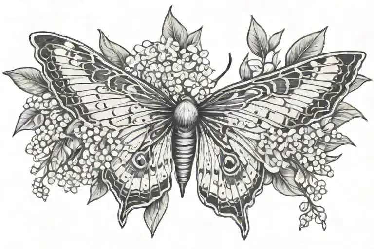 Atlas Moth With Lily Of The Valley On The Wings