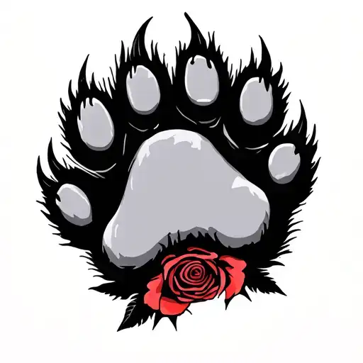 Dog Paw With A Shade Rose In The Bottom Pad