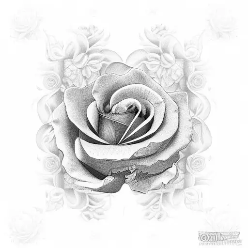 A Detailed Black And Grey Tattoo Of A Lancashire Rose Surrounded By Honeycomb Patterns