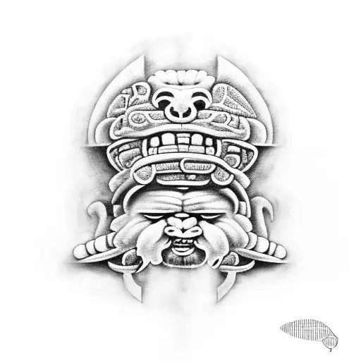 Four Wise Monkeys As Mayan Heiroglyphs