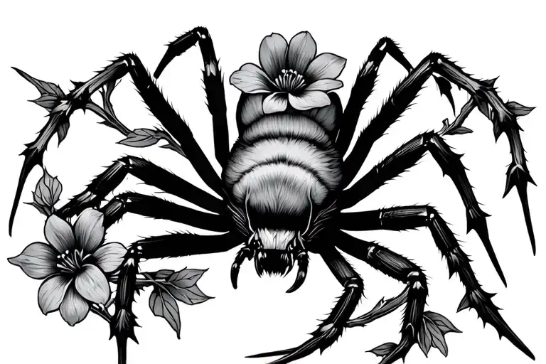 Spider And Thorn With Flowers