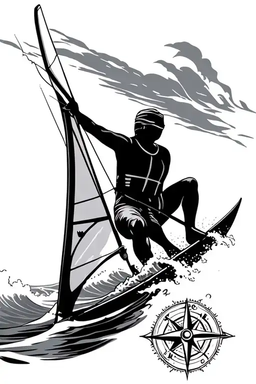 Windsurfing In Waves With Nautical Compass