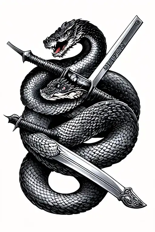 Snake Katana Swords Drawn
