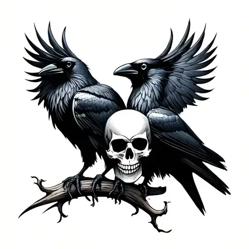 Crows With Skull
