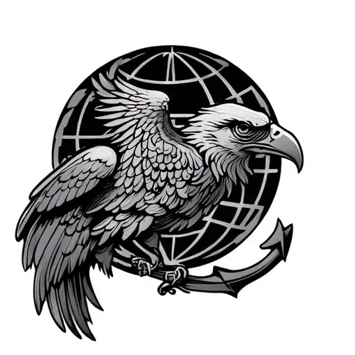 Aztec Eagle Globe And Anchor Connected