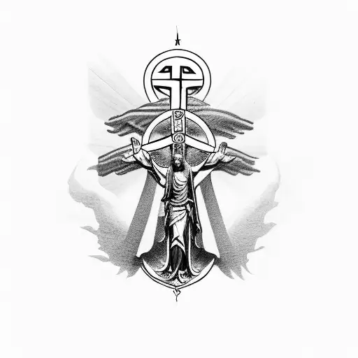 Symbol With Jesus On One Side And The Devil On The Other