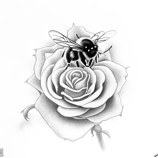 A Realistic Depiction Of A Bee On A Lancashire Rose