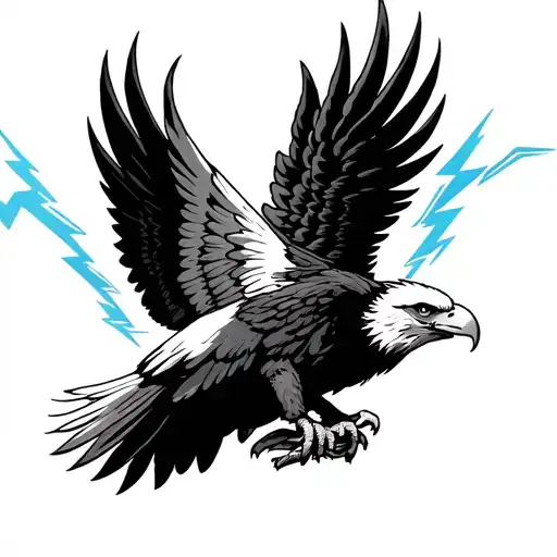 Eagle With Wings Spread With Lightning Bolts