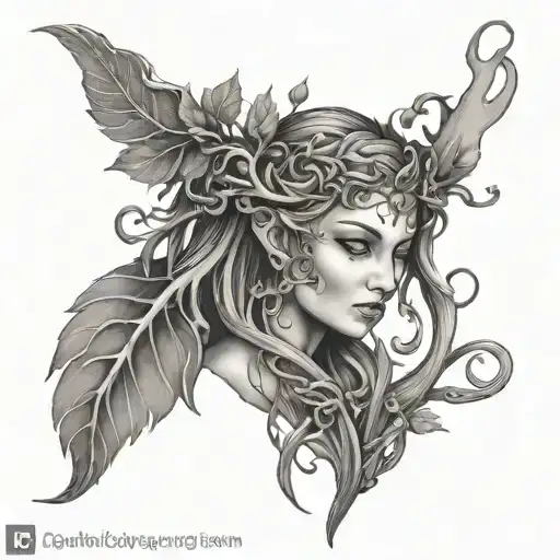 Wood Dryad With Filigree Vine Intertwined