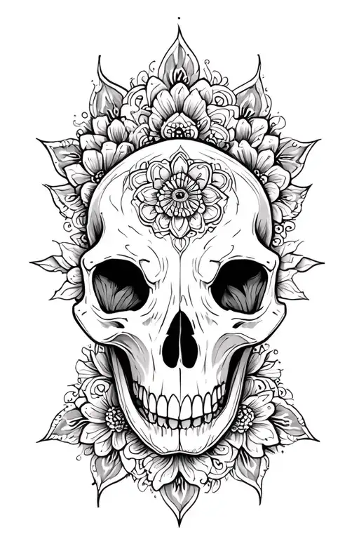 Animal Skull And Mandala Design Incorporating Elements