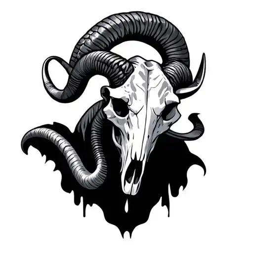 Capricorn Ram Skull Surrounded