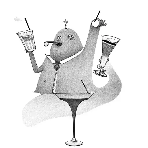 A Cartoon Hand Holding A Cocktail Glass