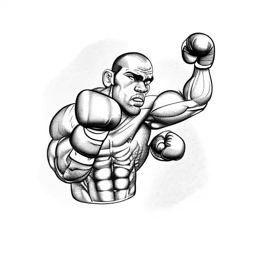 A Muscular Boxer Holding A Blueprint In One Hand And A Coffee Mug In The Other