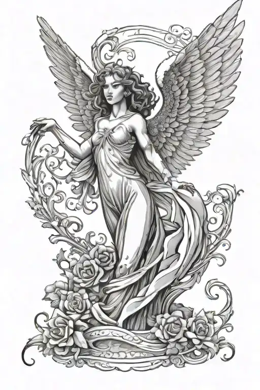 Angel With Open Wings Spread Wide