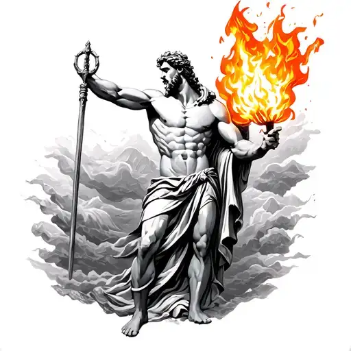 Greek Titan Prometheus Giving Fire