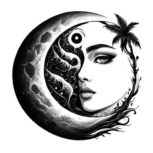 Feminine Bora Bora With The Moon Merging Together