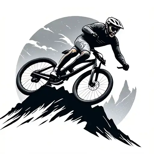 A Cyclist Rides On A Mountain Top