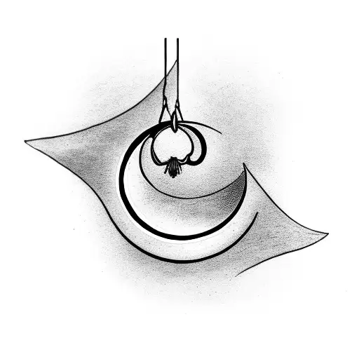 Crescent Moon With Hanging Strings In Thigh