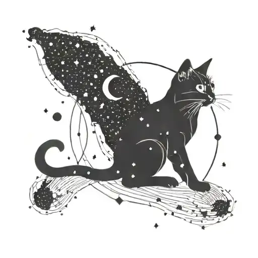 A Minimalist Tattoo Of The Aquarius Constellation With A Hidden Cat Silhouette