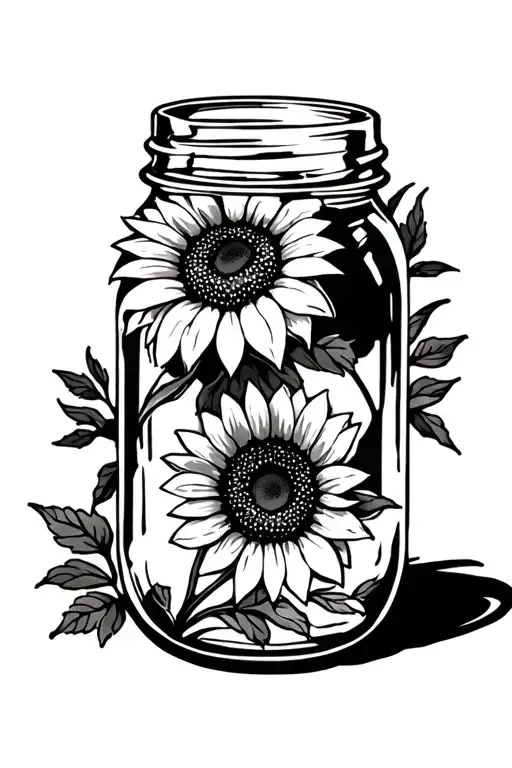 Mason Jar With Sunflower