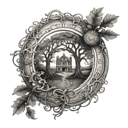 House In Circle Tree Of Life In Circle Rune Compass In Circle