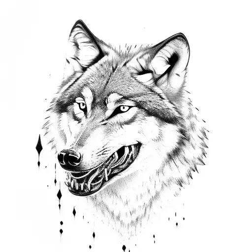 Wolf Head With Broken Chain In Mouth