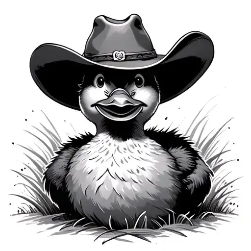 Fluffy Duck Wearing A Cowboy Hat