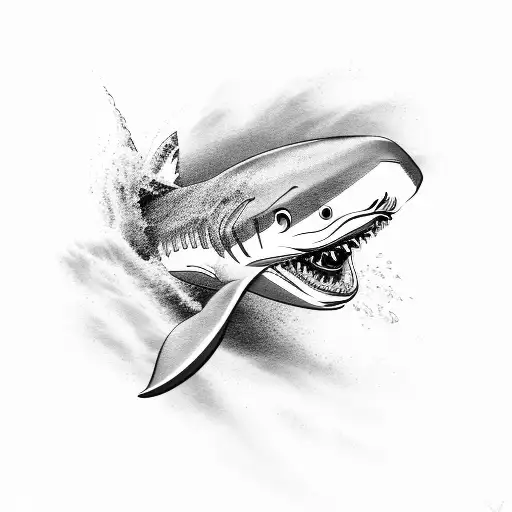 A Minimalist Design Of A Shark Emerging From Turbulent Waves