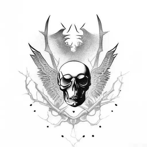 Raven Moon Skull