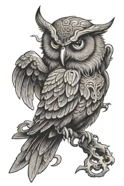 Demon Owl With A Skull On Its Chest