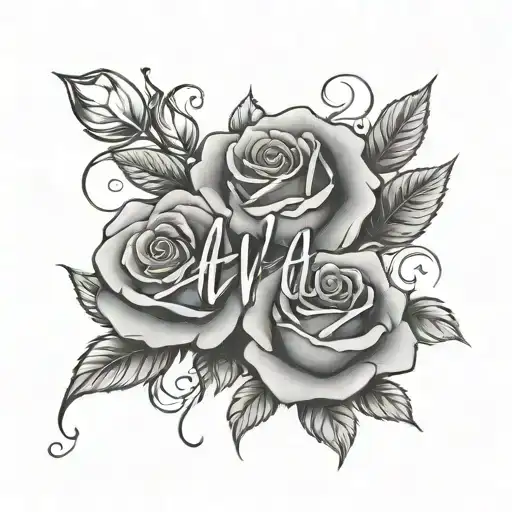 Roses With The Name Ava And Ella As Elegant Script