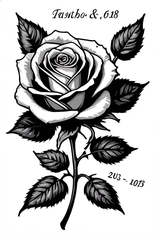 Rose With Name And Dates