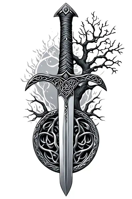 Celtic Sword With Tree Of Life As The Handle