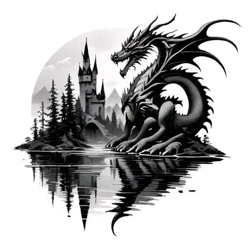 Castle Forest Dragon Lake