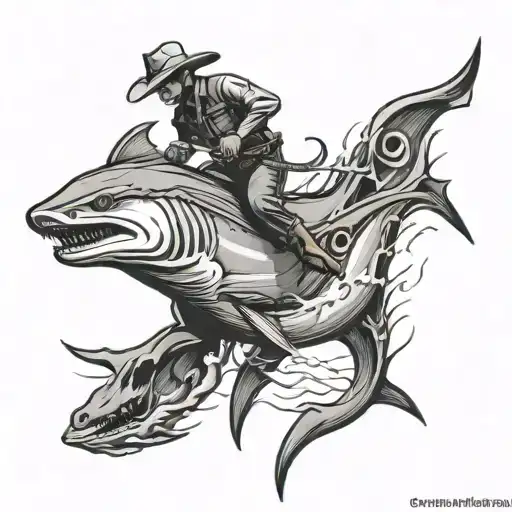 Cowboy Riding A Thresher Shark