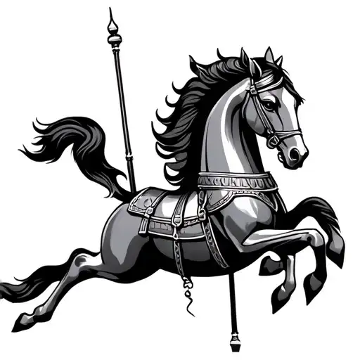 Carousel Armored Horse Jumping