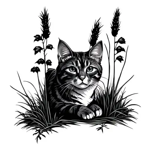 Woodland Forest With Cat Tails Protruding