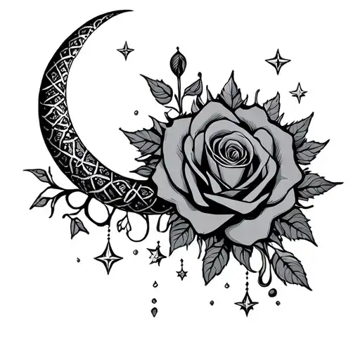 Roses Wicca Sun Moon Stars Snake