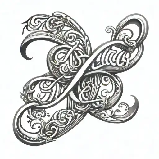 Infinity Sign With The Name Ava And Ella As Elegant Script