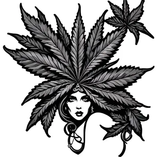 420 Queen With Weed Leaf Intertwined