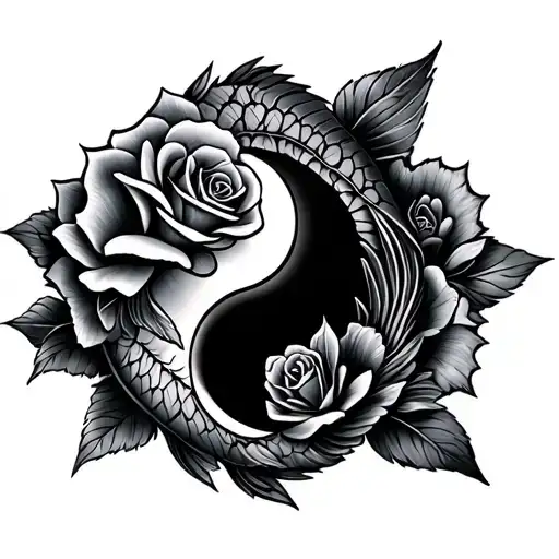 Roses Fish Yin Yang