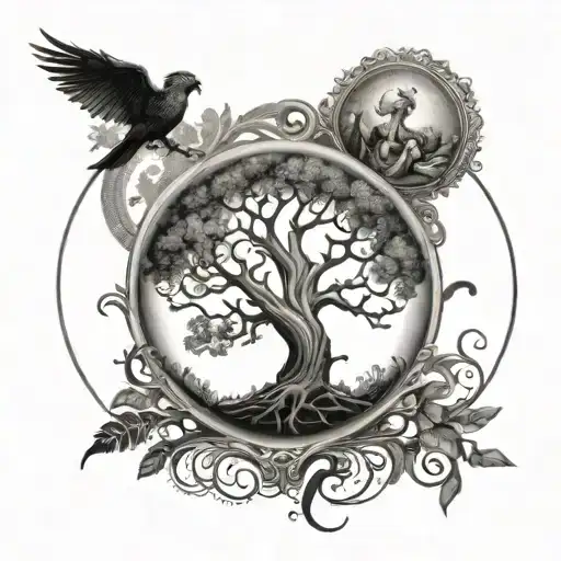 Life In Circles Representing Men And His Family Tree Intertwined