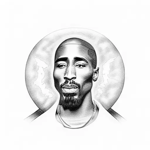 A Silhouette Of Tupac Shakur With A Rising Sun Behind Him