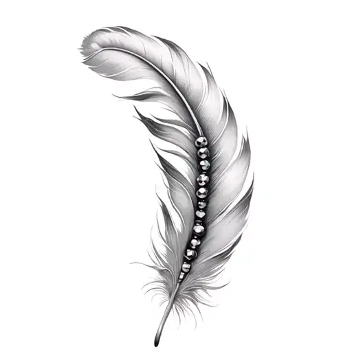 White Feather With Beads