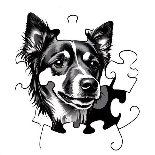 Dog Puzzle Piece Tattoo Design