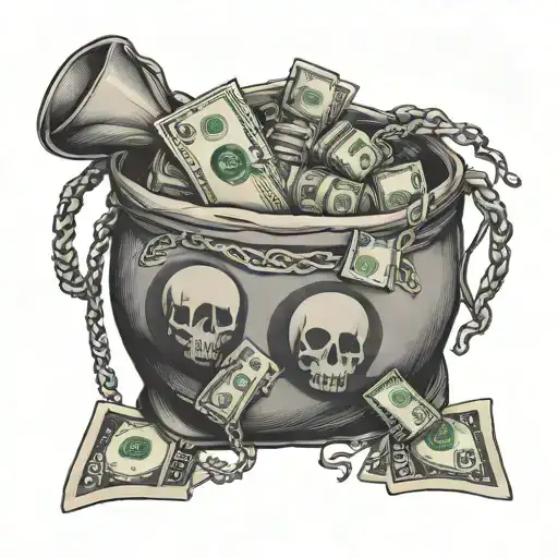 Money Bag With Money And Pain Of The Struggle