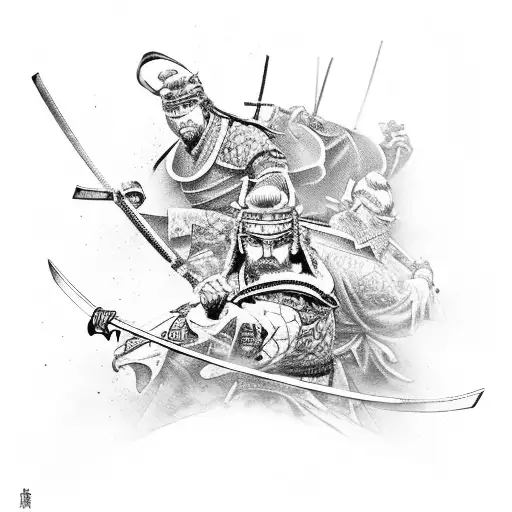 Samurai Fighting Off Ninjas