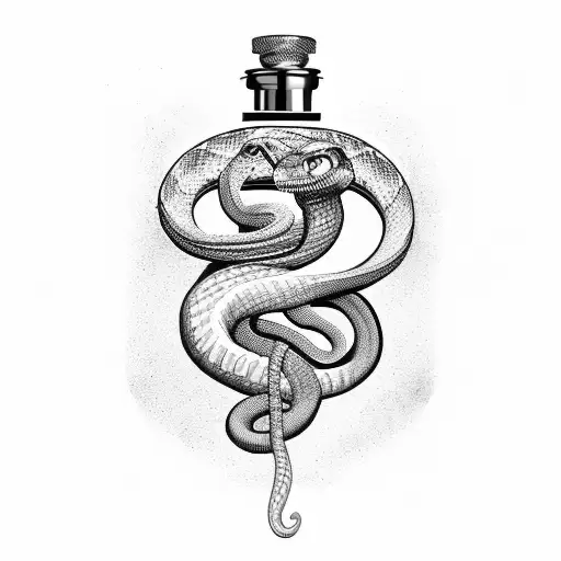 Snake Wrapped Around A Flask